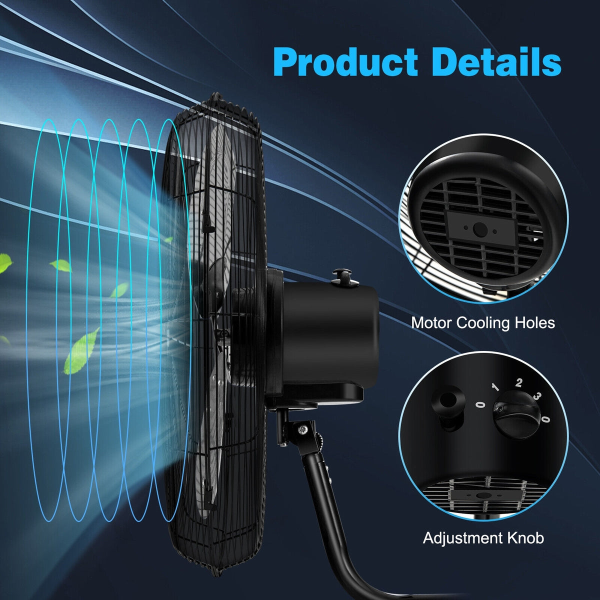 21 Inch 3 Speed Wall Mount Industrial Fan, Black Fans at Gallery Canada