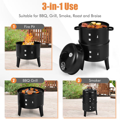 3-In-1 Charcoal BBQ Grill Cambo With Thermometer, Black Outdoor Grills at Gallery Canada