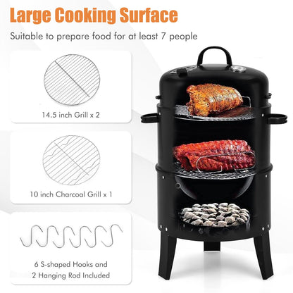 3-In-1 Charcoal BBQ Grill Cambo With Thermometer, Black Outdoor Grills at Gallery Canada