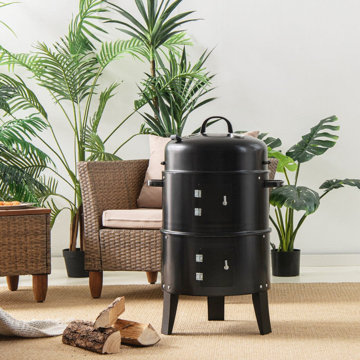 3-In-1 Charcoal BBQ Grill Cambo With Thermometer, Black Outdoor Grills at Gallery Canada