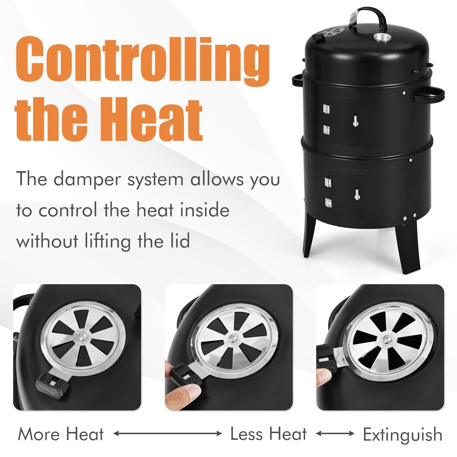 3-In-1 Charcoal BBQ Grill Cambo With Thermometer, Black Outdoor Grills at Gallery Canada