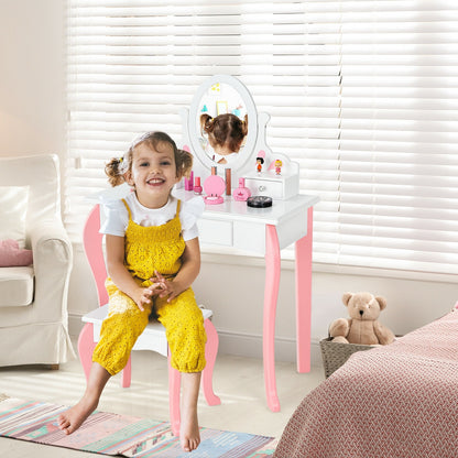 Kids Vanity Princess Makeup Dressing Table Stool Set, White Kids Vanities at Gallery Canada
