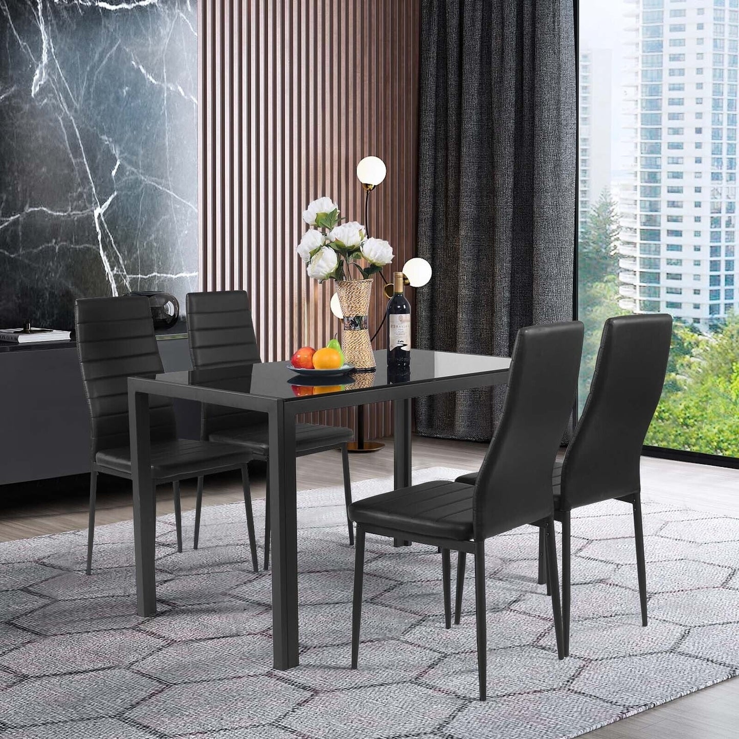 Modern Leather Dining Chair Set, 4 Pieces, Metal Frame Dining Chairs at Gallery Canada
