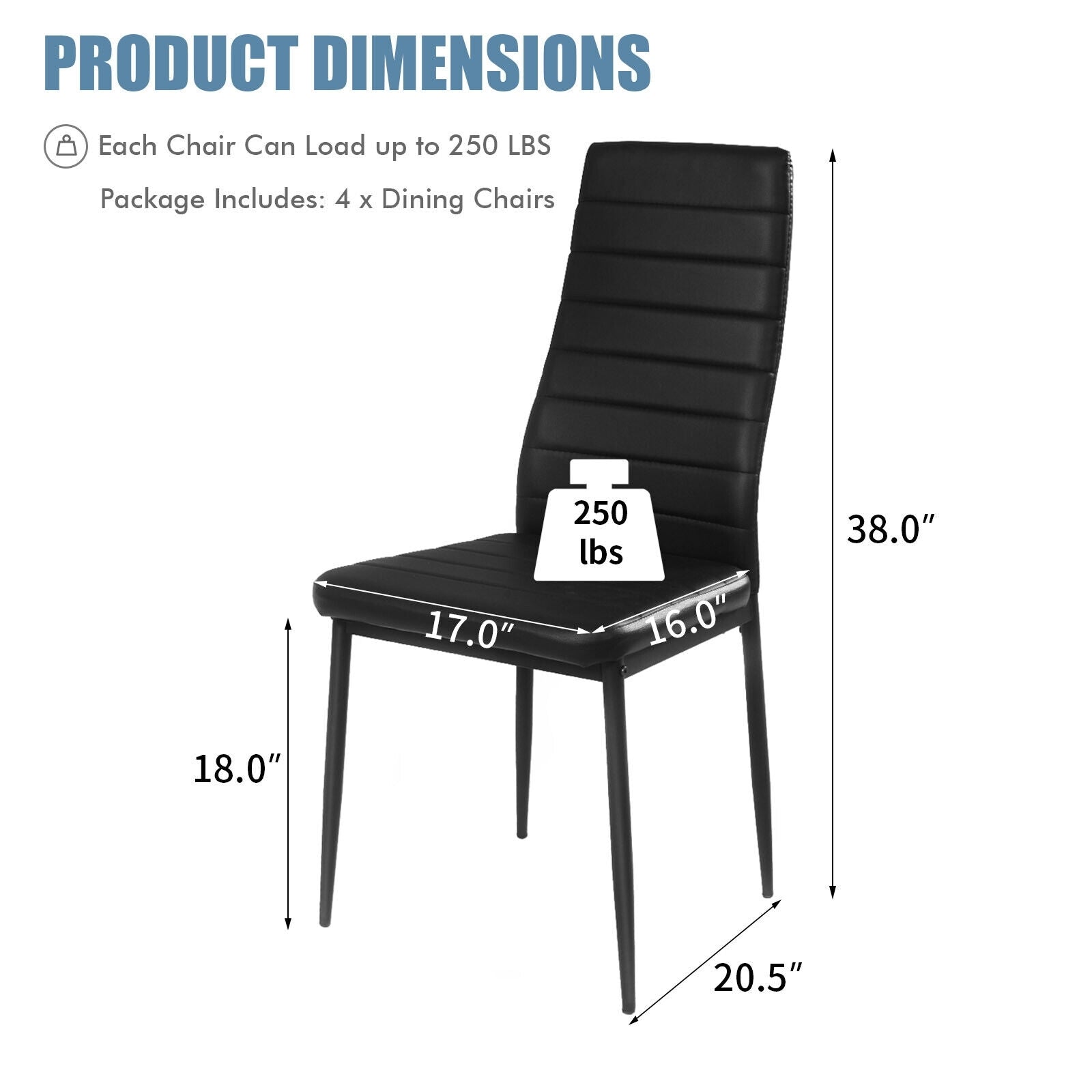 Modern Leather Dining Chair Set, 4 Pieces, Metal Frame Dining Chairs at Gallery Canada