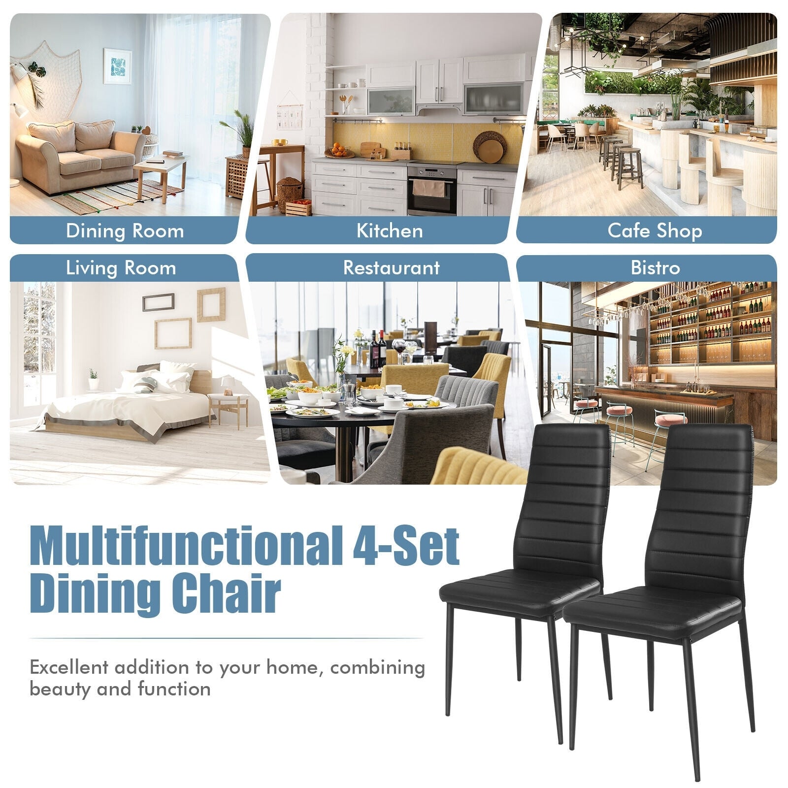 Modern Leather Dining Chair Set, 4 Pieces, Metal Frame Dining Chairs at Gallery Canada