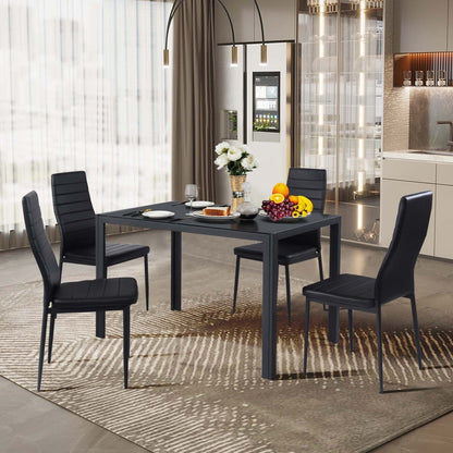 Modern Leather Dining Chair Set, 4 Pieces, Metal Frame Dining Chairs at Gallery Canada