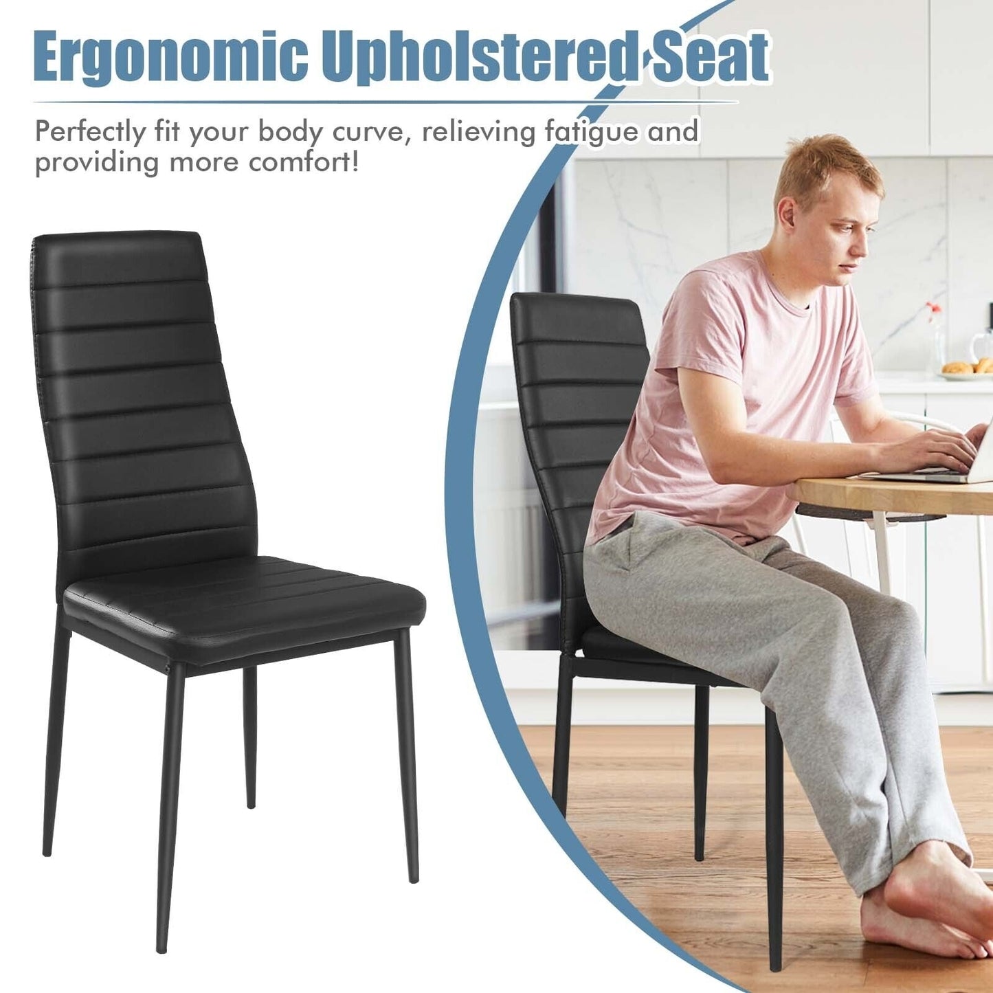 Modern Leather Dining Chair Set, 4 Pieces, Metal Frame Dining Chairs at Gallery Canada