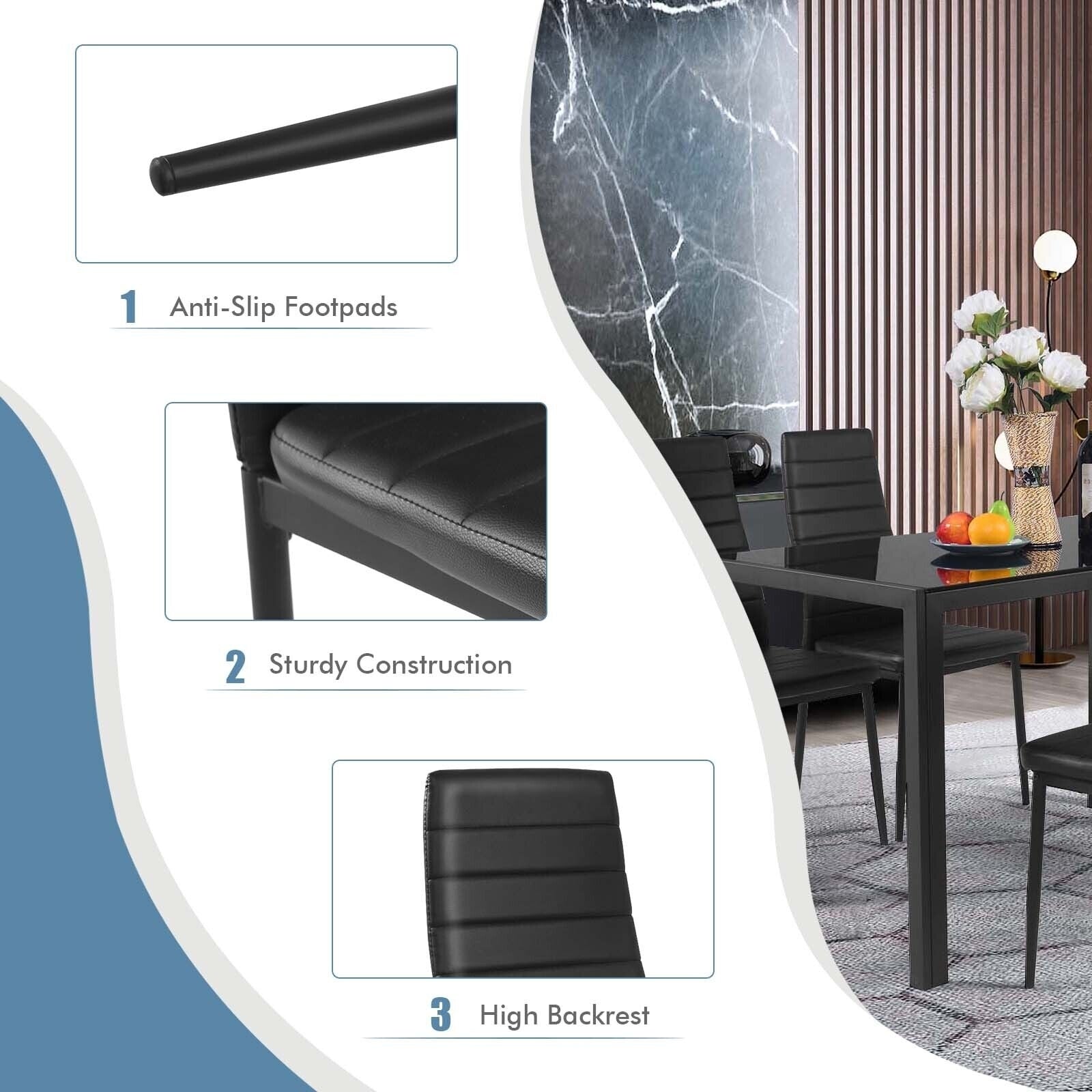 Modern Leather Dining Chair Set, 4 Pieces, Metal Frame Dining Chairs at Gallery Canada