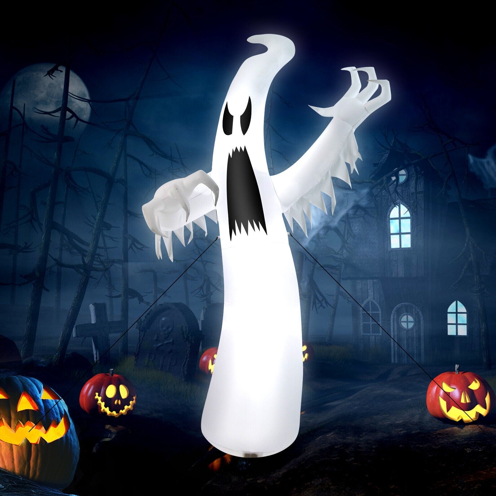 12 Feet Halloween Inflatable Ghost With LED Lights, White Halloween at Gallery Canada