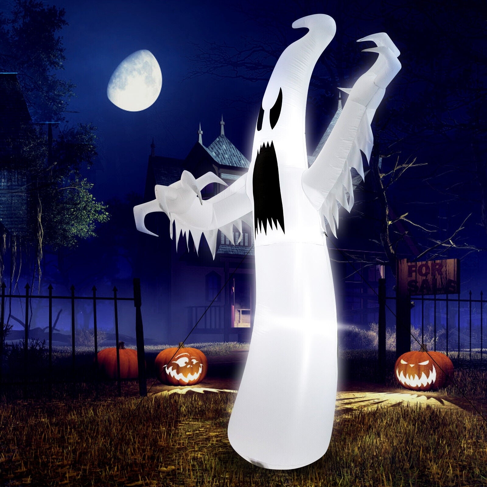 12 Feet Halloween Inflatable Ghost With LED Lights, White Halloween at Gallery Canada