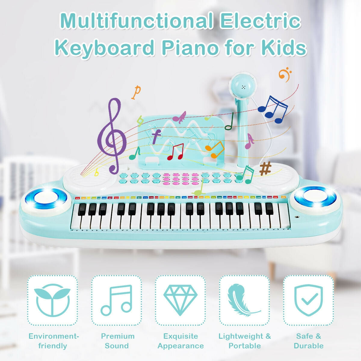 37 Electric Keyboard Piano With Microphone, Blue Pianos & Keyboards at Gallery Canada