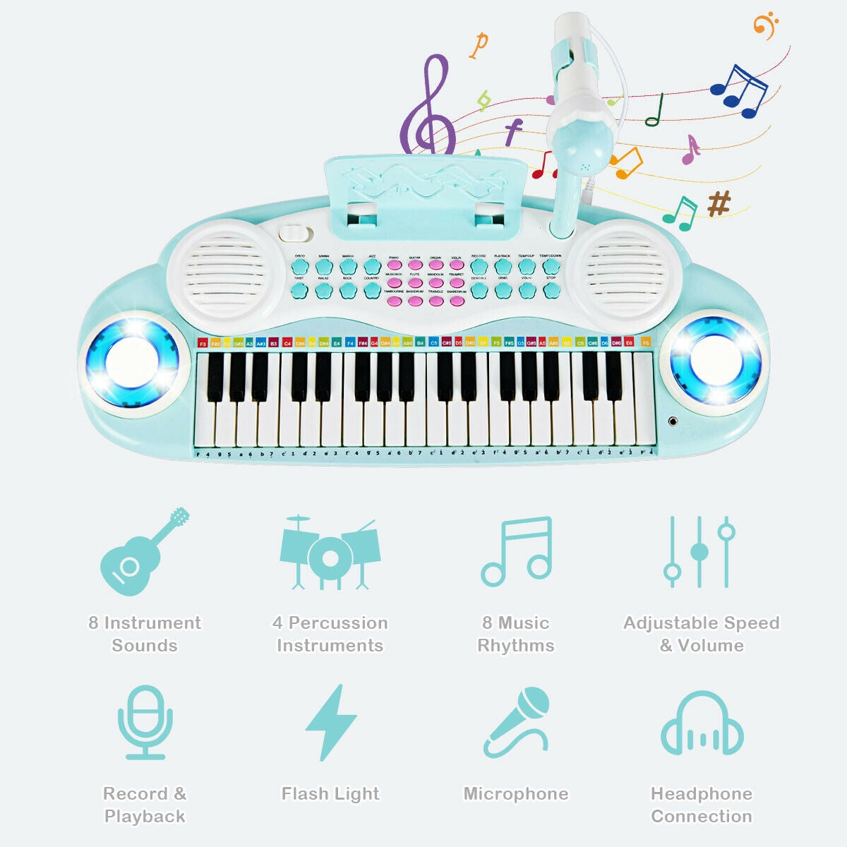 37 Electric Keyboard Piano With Microphone, Blue Pianos & Keyboards at Gallery Canada