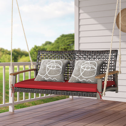 2-Person Rattan Hanging Swing Chair, Red Porch Swings at Gallery Canada