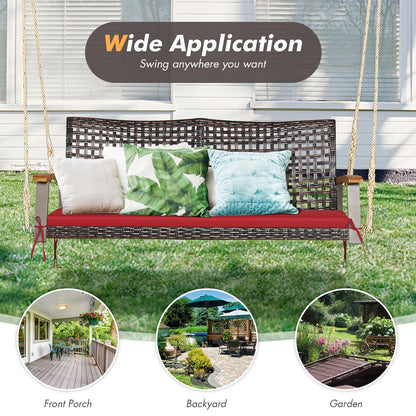 2-Person Rattan Hanging Swing Chair, Red Porch Swings at Gallery Canada