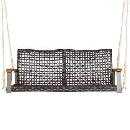 2-Person Rattan Hanging Swing Chair, Red Porch Swings at Gallery Canada