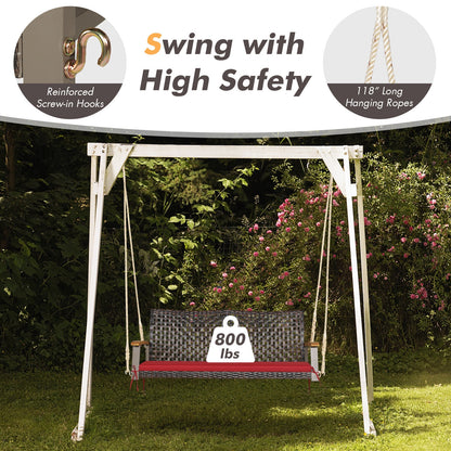 2-Person Rattan Hanging Swing Chair, Red Porch Swings at Gallery Canada
