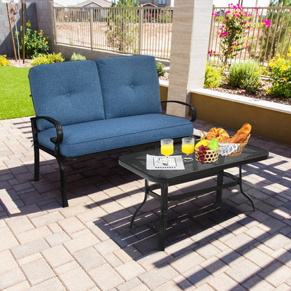 Patio Loveseat Bench Table Set, 2 Pieces, Blue Patio Conversation Sets at Gallery Canada