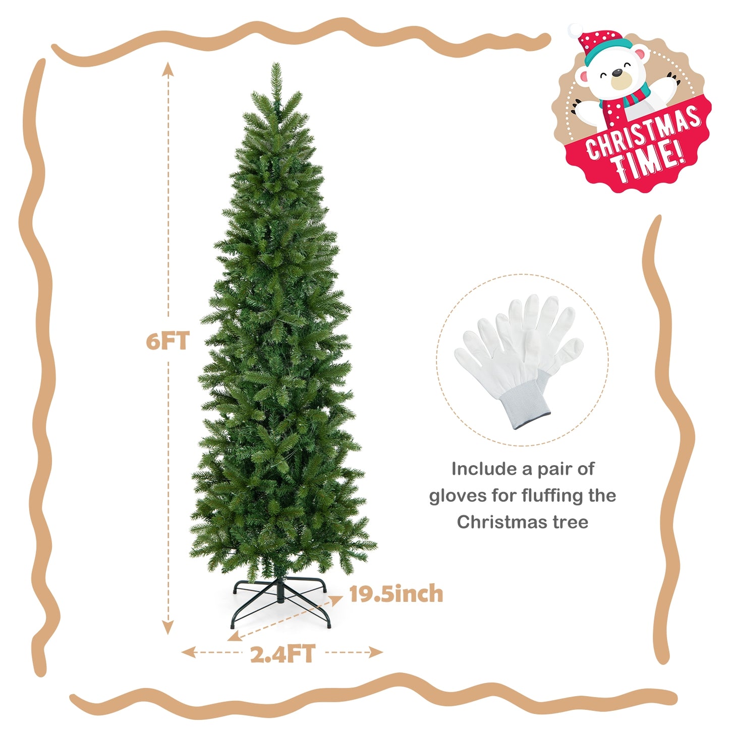 6 Feet Pre-Lit Artificial Christmas Tree, 648 PVC PE Branch Tips, Green Christmas Tree at Gallery Canada