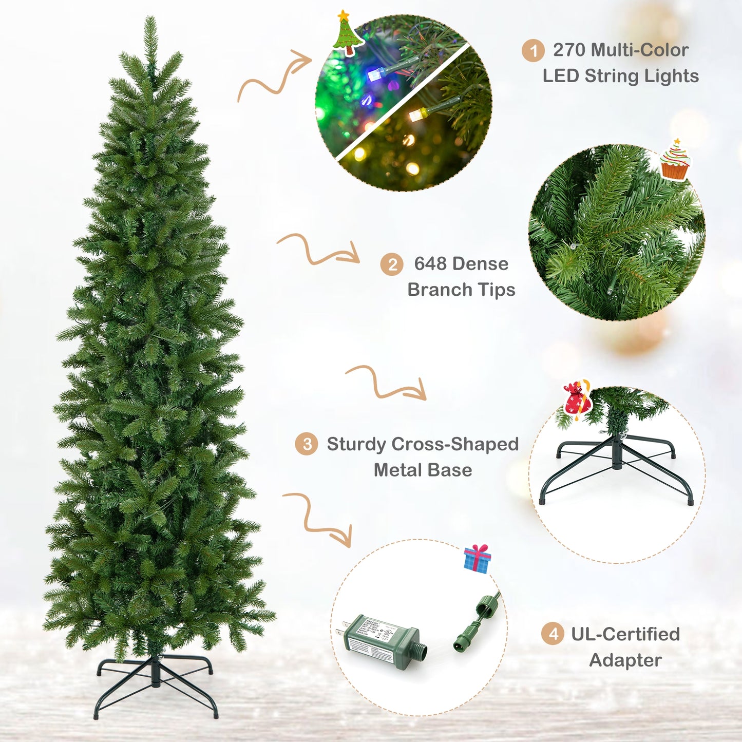 6 Feet Pre-Lit Artificial Christmas Tree, 648 PVC PE Branch Tips, Green Christmas Tree at Gallery Canada