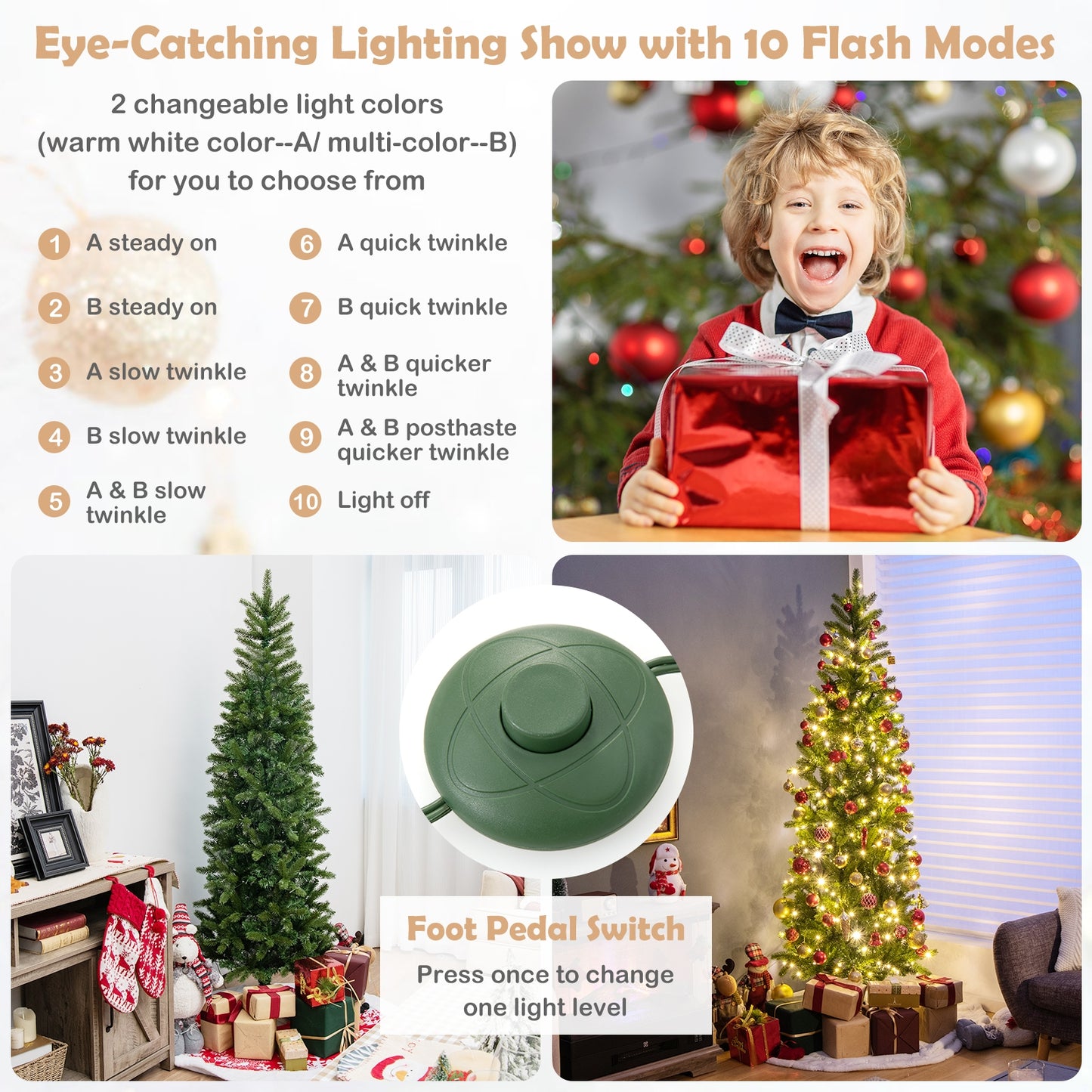 6 Feet Pre-Lit Artificial Christmas Tree, 648 PVC PE Branch Tips, Green Christmas Tree at Gallery Canada