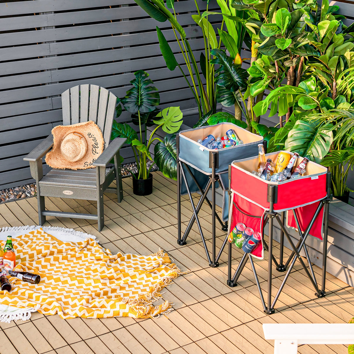 Folding Camping Tables, Large Capacity Storage Sink, BlueRed Camping Furniture at Gallery Canada