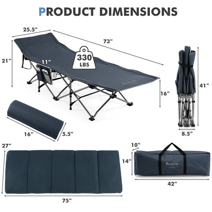 Folding Retractable Camping Cot With Mattress, Carry Bag, Blue Camping Furniture at Gallery Canada