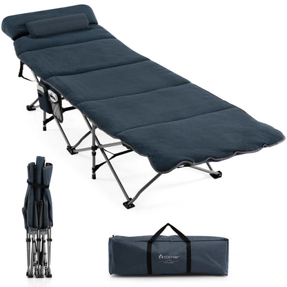 Folding Retractable Camping Cot With Mattress, Carry Bag, Blue Camping Furniture at Gallery Canada
