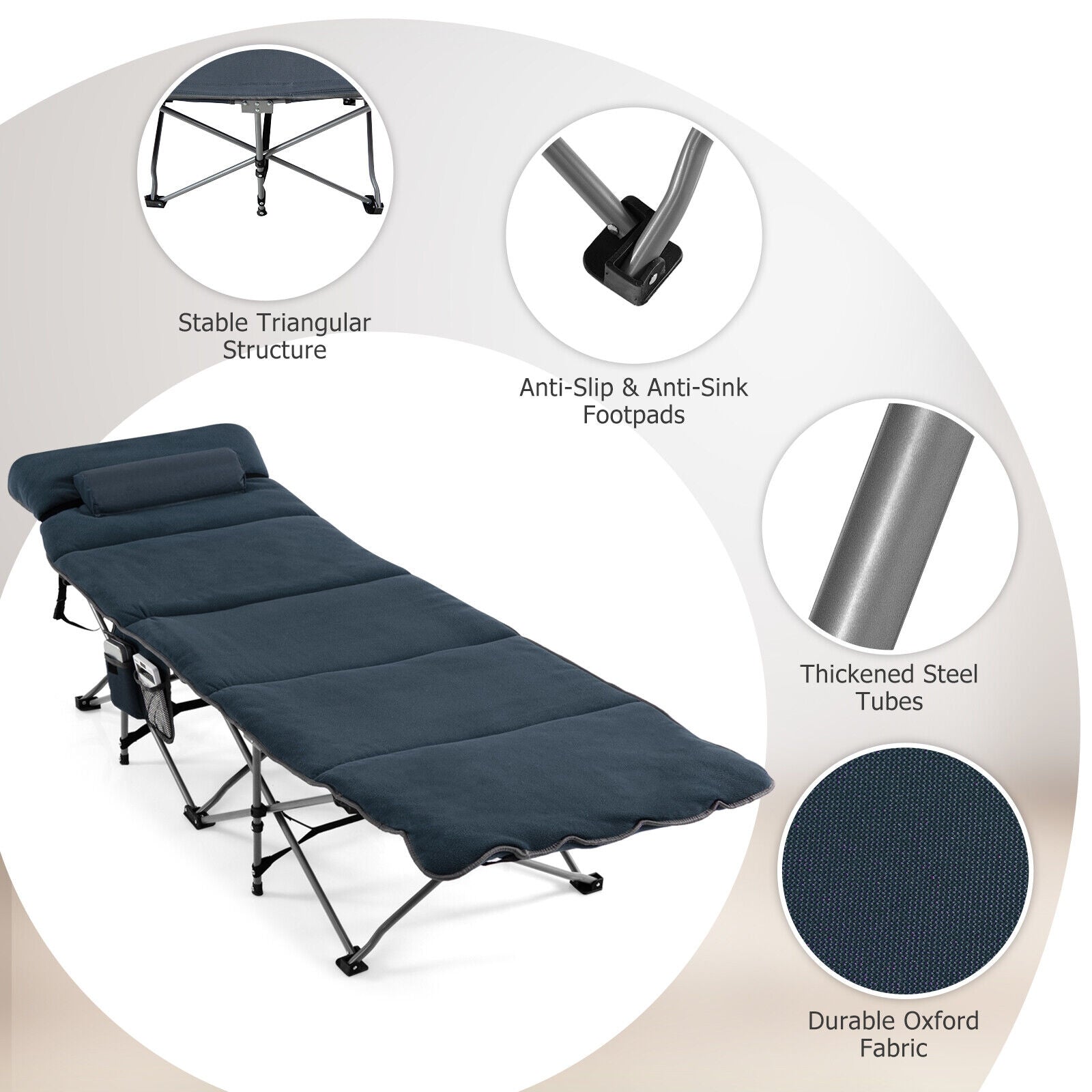 Folding Retractable Camping Cot With Mattress, Carry Bag, Blue Camping Furniture at Gallery Canada