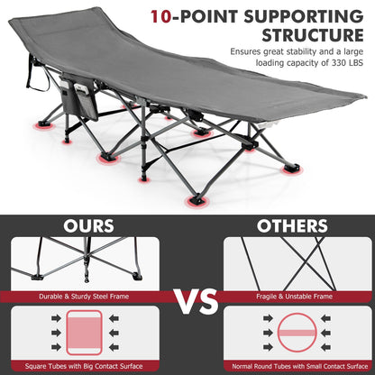 Folding Retractable Camping Cot With Mattress, Carry Bag, Gray Camping Furniture at Gallery Canada