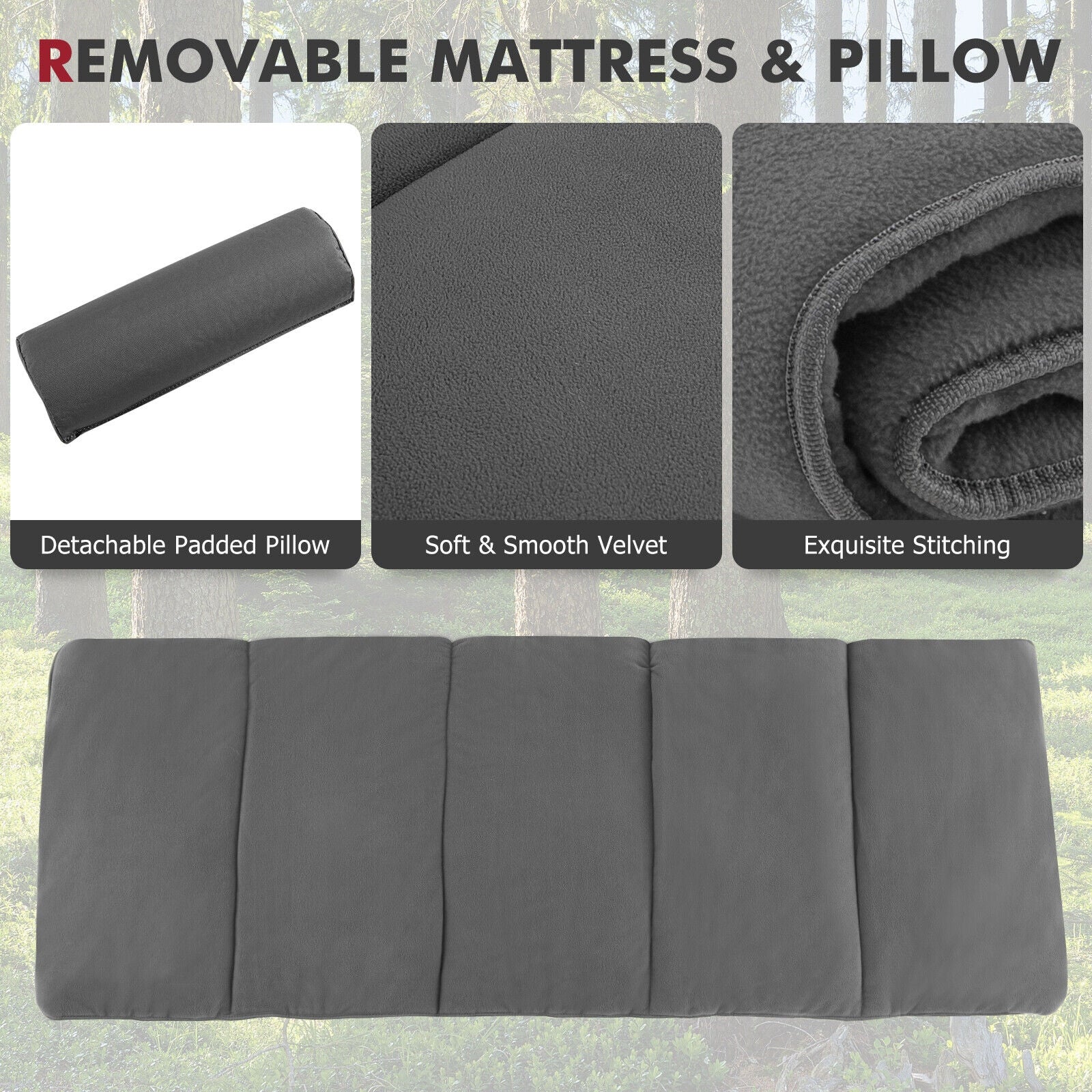 Folding Retractable Camping Cot With Mattress, Carry Bag, Gray Camping Furniture at Gallery Canada