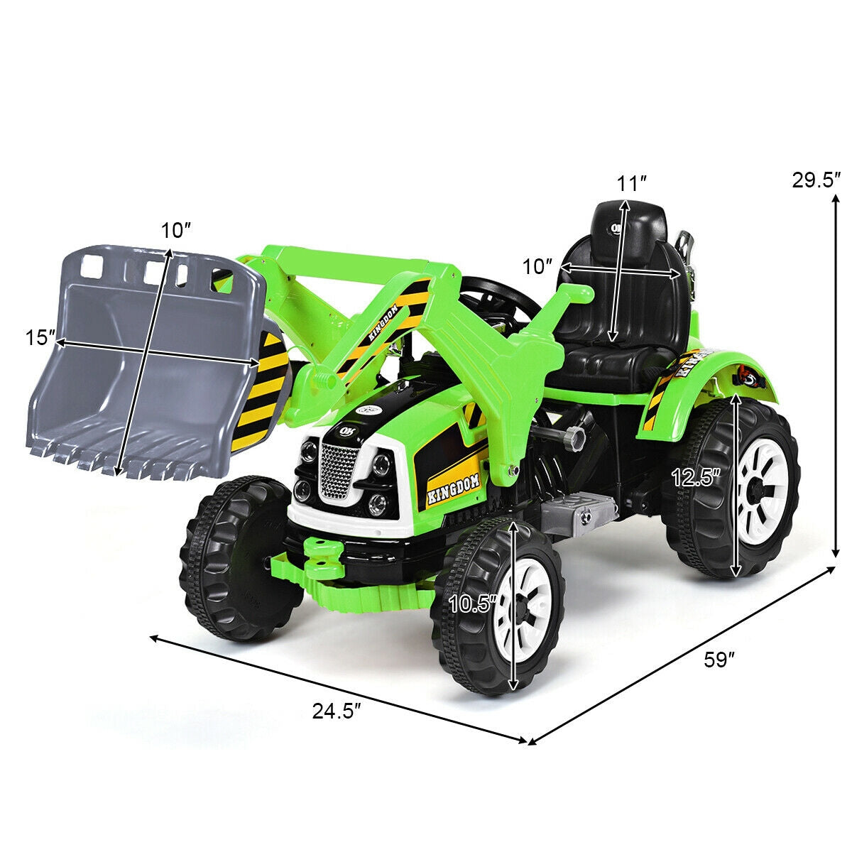 Kids Ride On Dumper Truck, 12V Battery Powered, Green Powered Ride On Toys at Gallery Canada