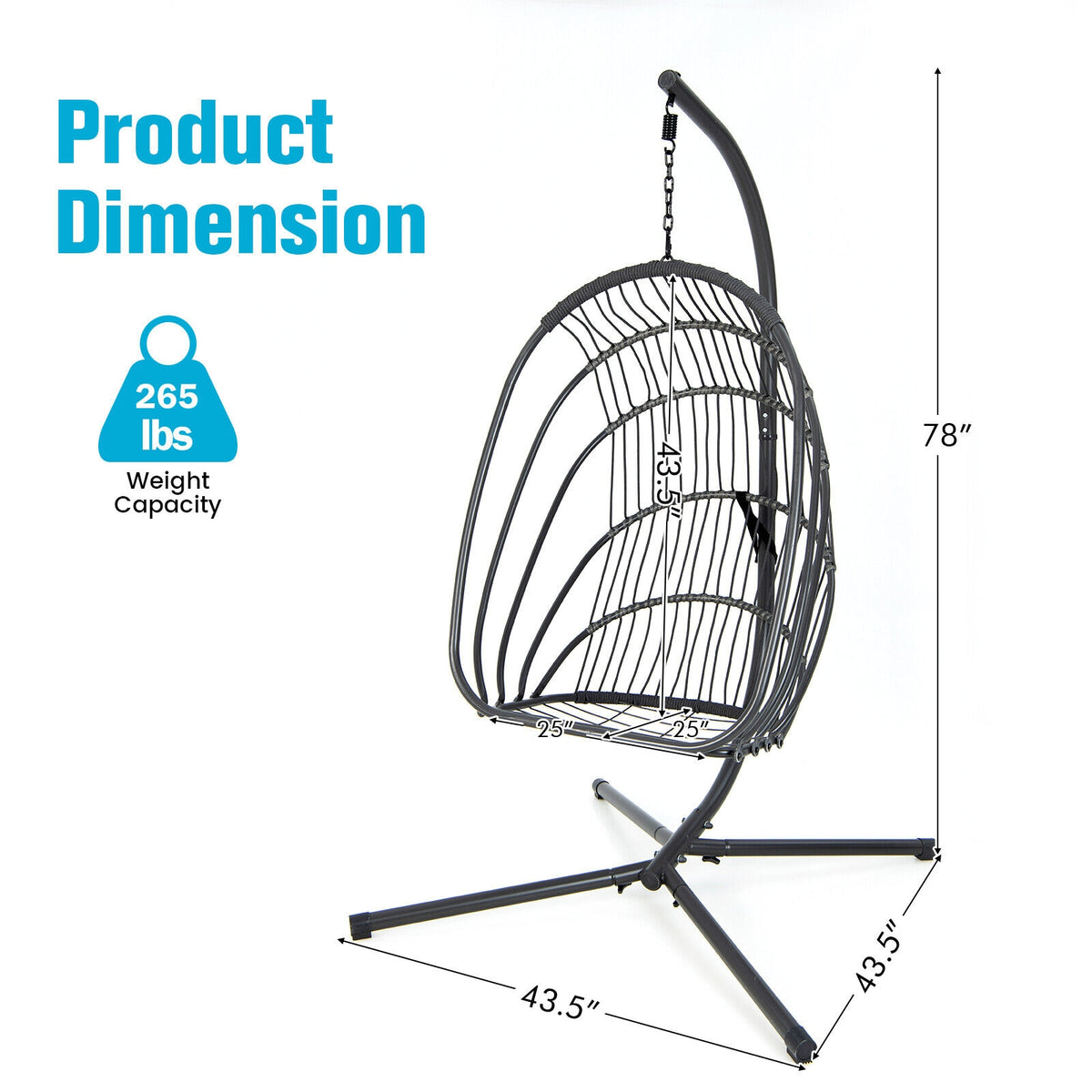 Hanging Egg Chair With Stand, Soft Cushion Pillow Swing Hammock, Turquoise Hammocks at Gallery Canada