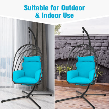 Hanging Egg Chair With Stand, Soft Cushion Pillow Swing Hammock, Turquoise Hammocks at Gallery Canada
