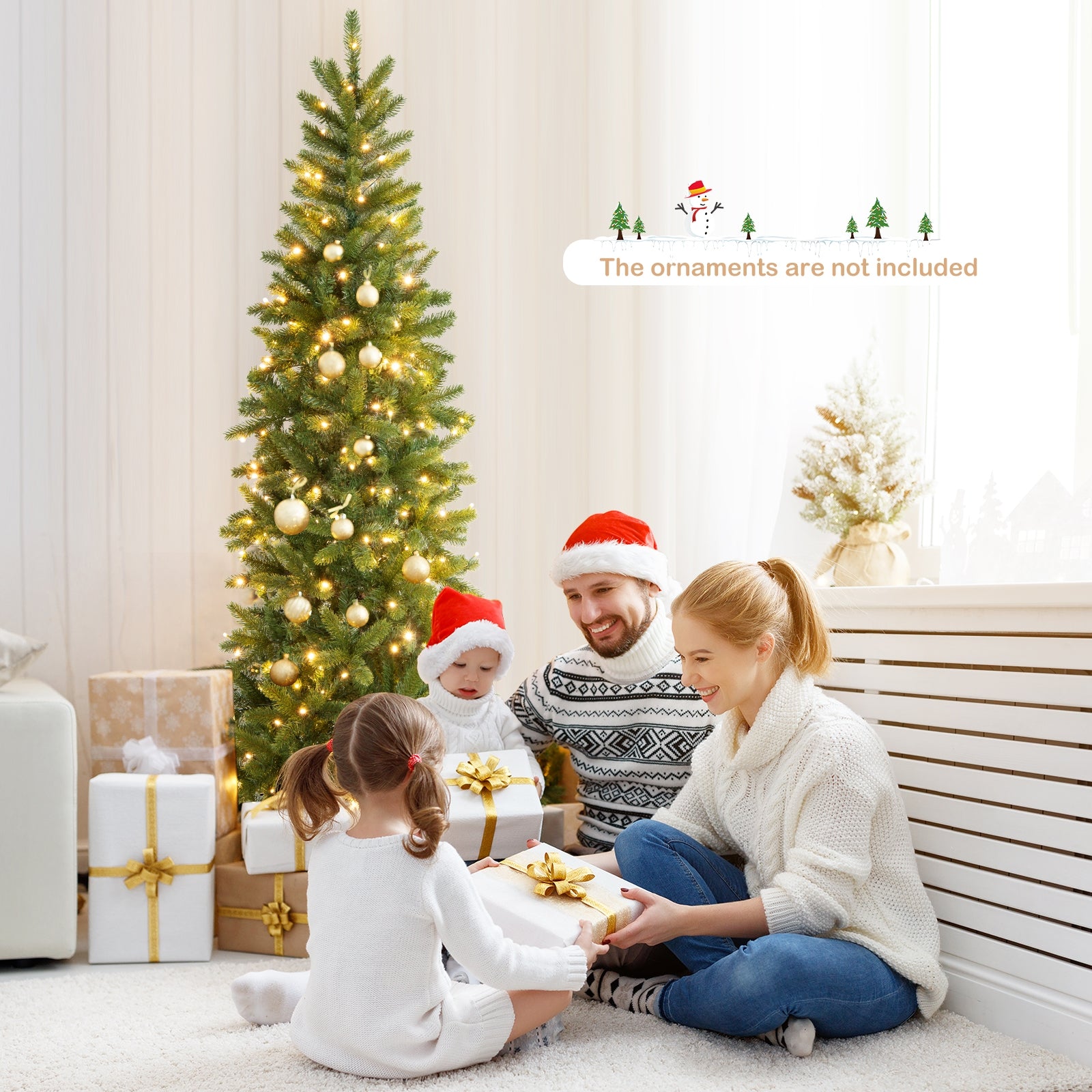 7.5 Feet Pre-lit Artificial Christmas Tree, Warm White Multi-color LED Lights, Green Christmas Tree at Gallery Canada