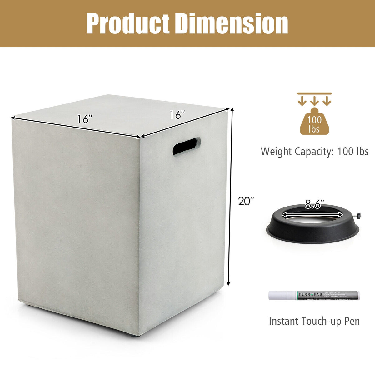 Propane Tank Cover Table, Standard 20 Pounds, Gray Fire Pit Tables at Gallery Canada