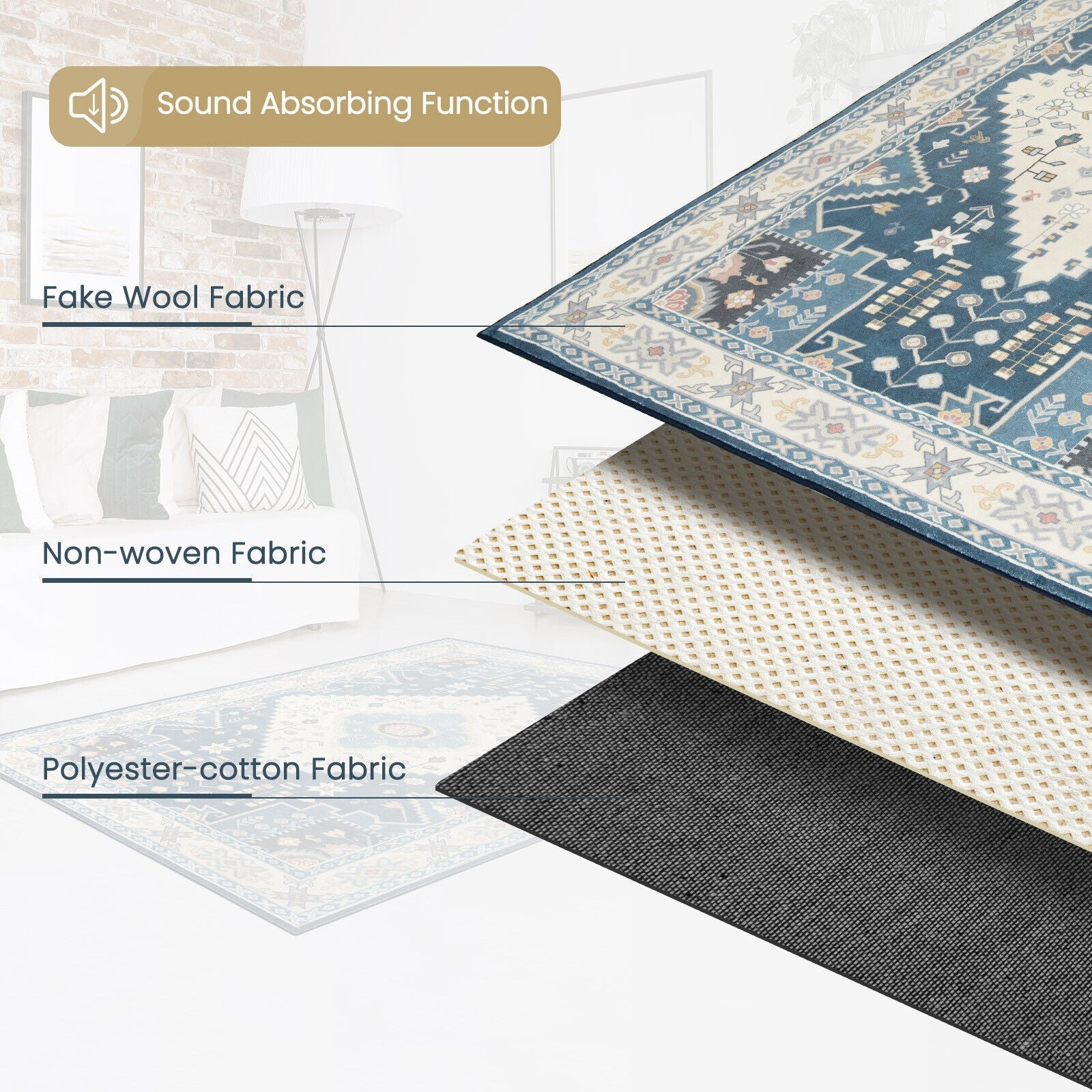 Faux Wool Fabric Area Rugs Doormat, M, Multicolor Rugs at Gallery Canada