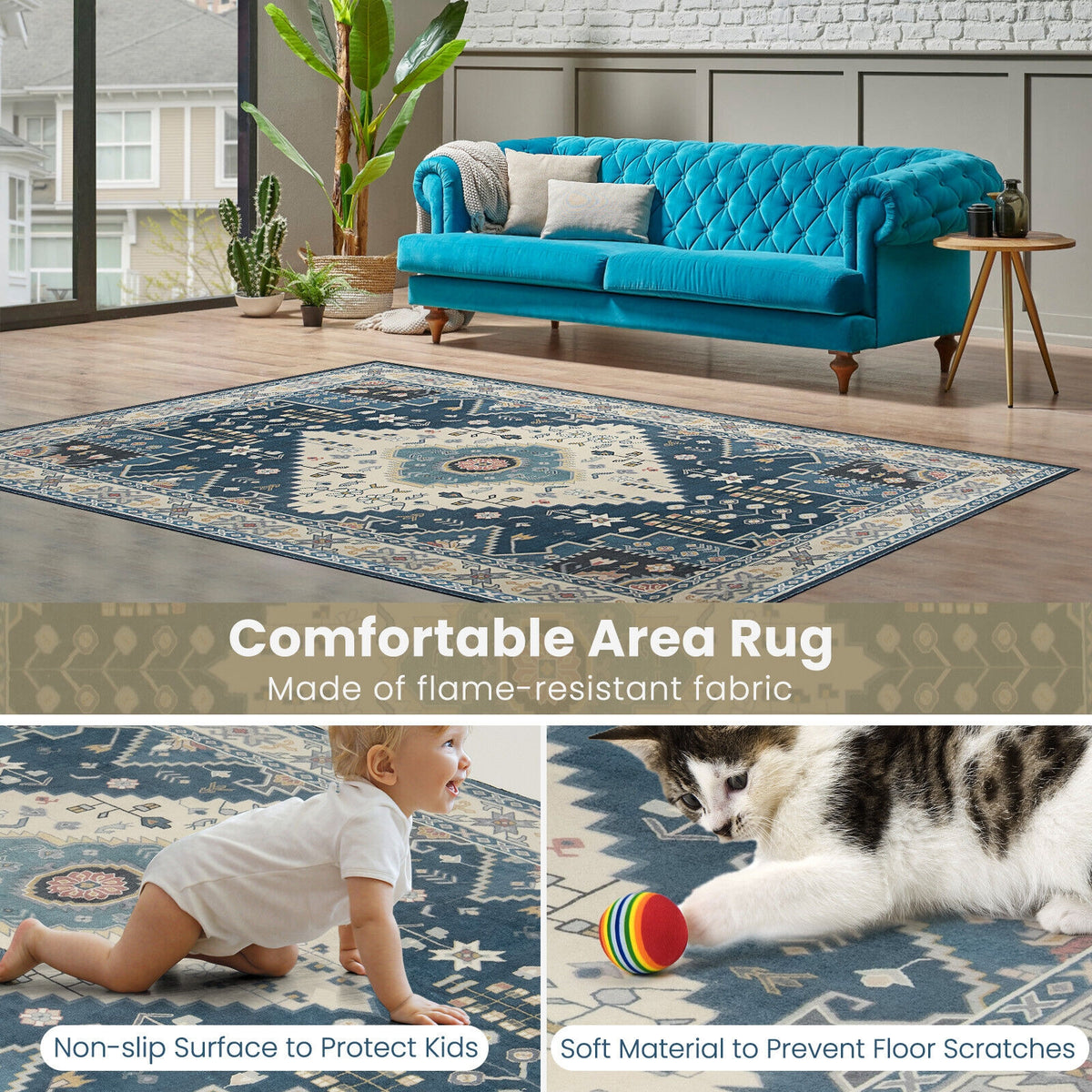 Faux Wool Fabric Area Rugs Doormat, M, Multicolor Rugs at Gallery Canada