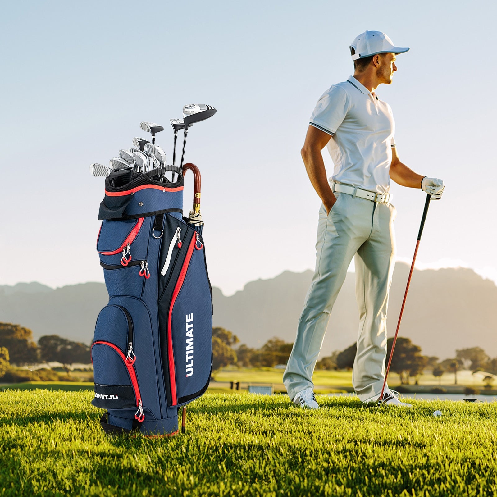 9.5 Inch Golf Cart Bag, 14 Way Dividers, Top Organizer, Navy Golf at Gallery Canada