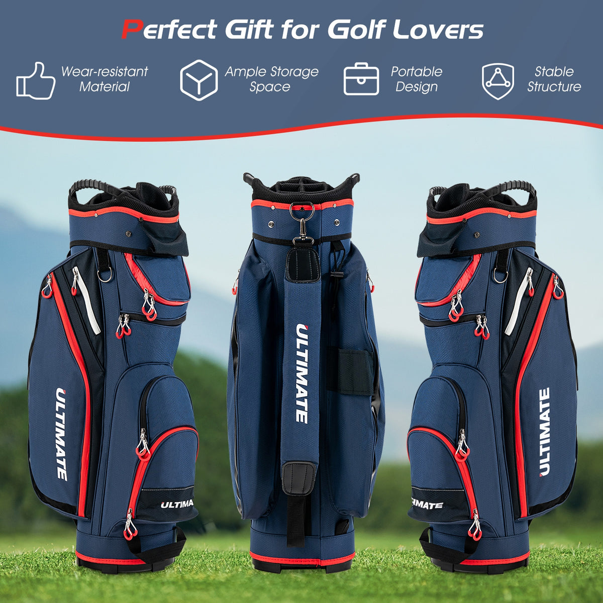 9.5 Inch Golf Cart Bag, 14 Way Dividers, Top Organizer, Navy Golf at Gallery Canada