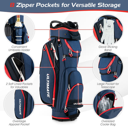 9.5 Inch Golf Cart Bag, 14 Way Dividers, Top Organizer, Navy Golf at Gallery Canada