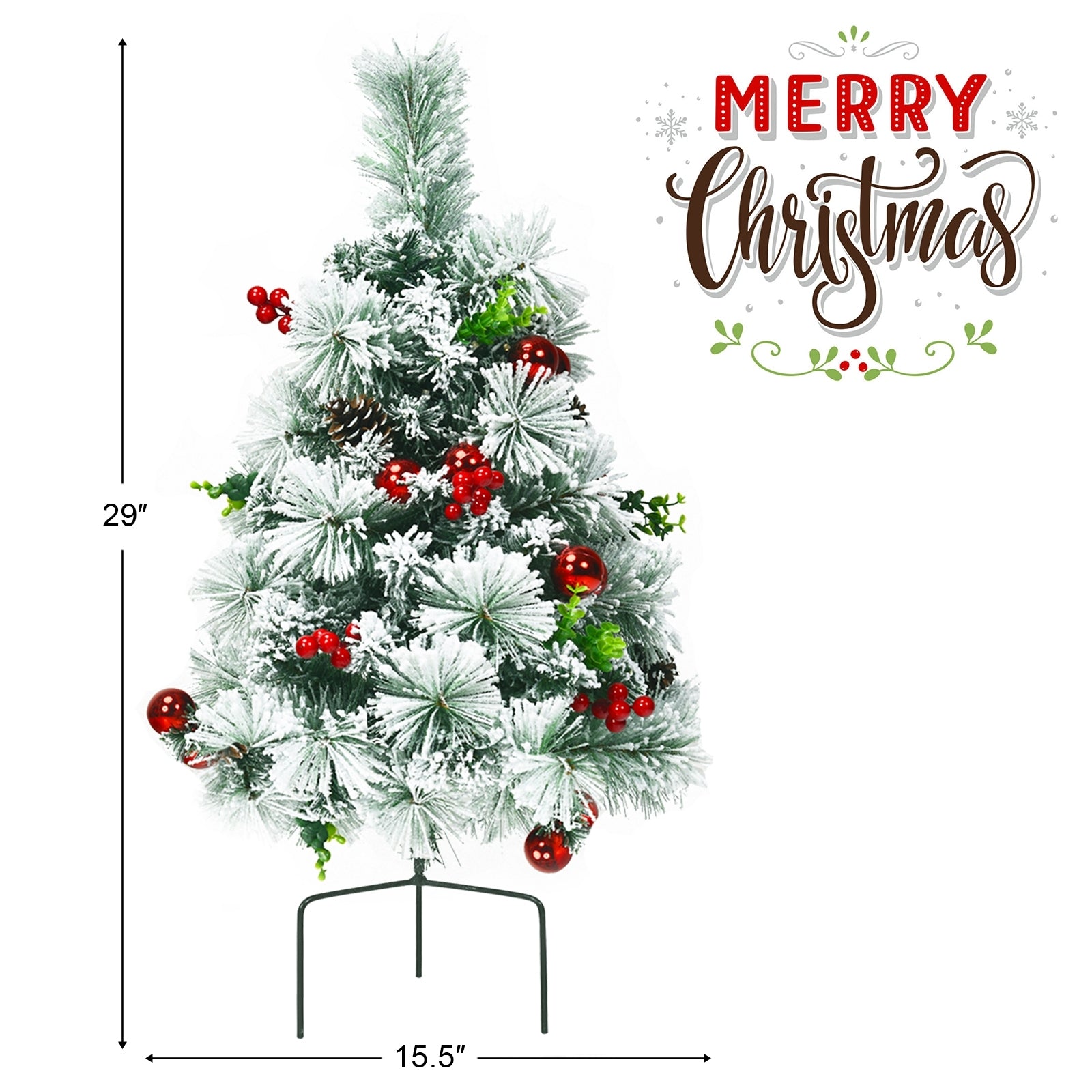 2 Feet Set of 2 Pre-Lit Flocked Christmas Trees, Green Christmas Decor & Accessories at Gallery Canada