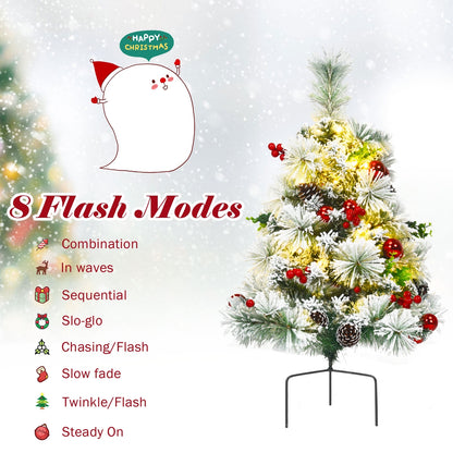 2 Feet Set of 2 Pre-Lit Flocked Christmas Trees, Green Christmas Decor & Accessories at Gallery Canada