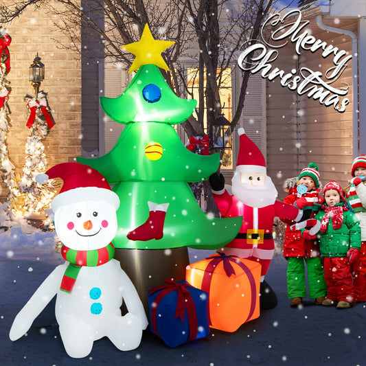 7.2 Feet Inflatable Christmas Tree With Santa Claus, Multicolor Christmas Inflatables Multicolor at Gallery Canada