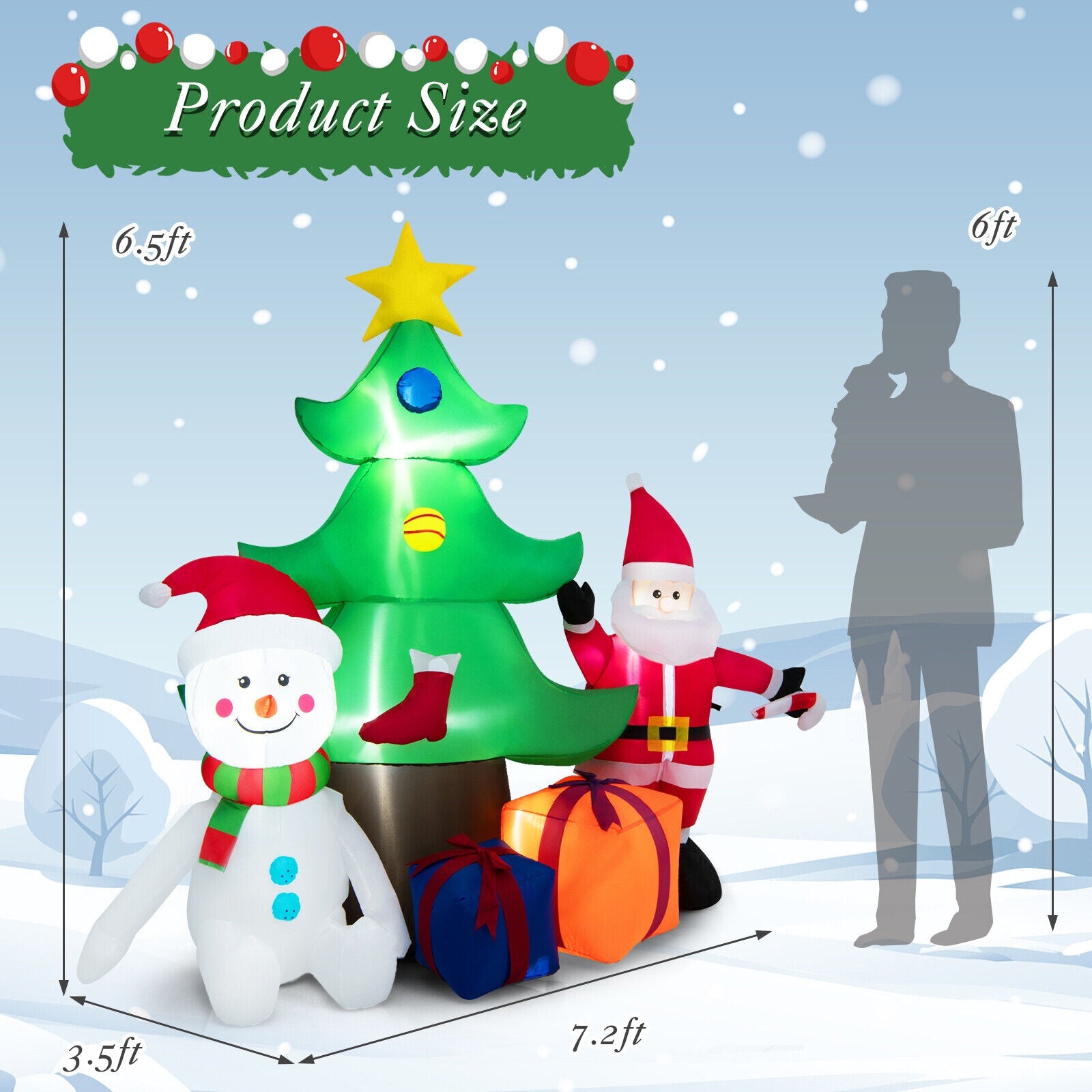 7.2 Feet Inflatable Christmas Tree With Santa Claus, Multicolor Christmas Inflatables at Gallery Canada