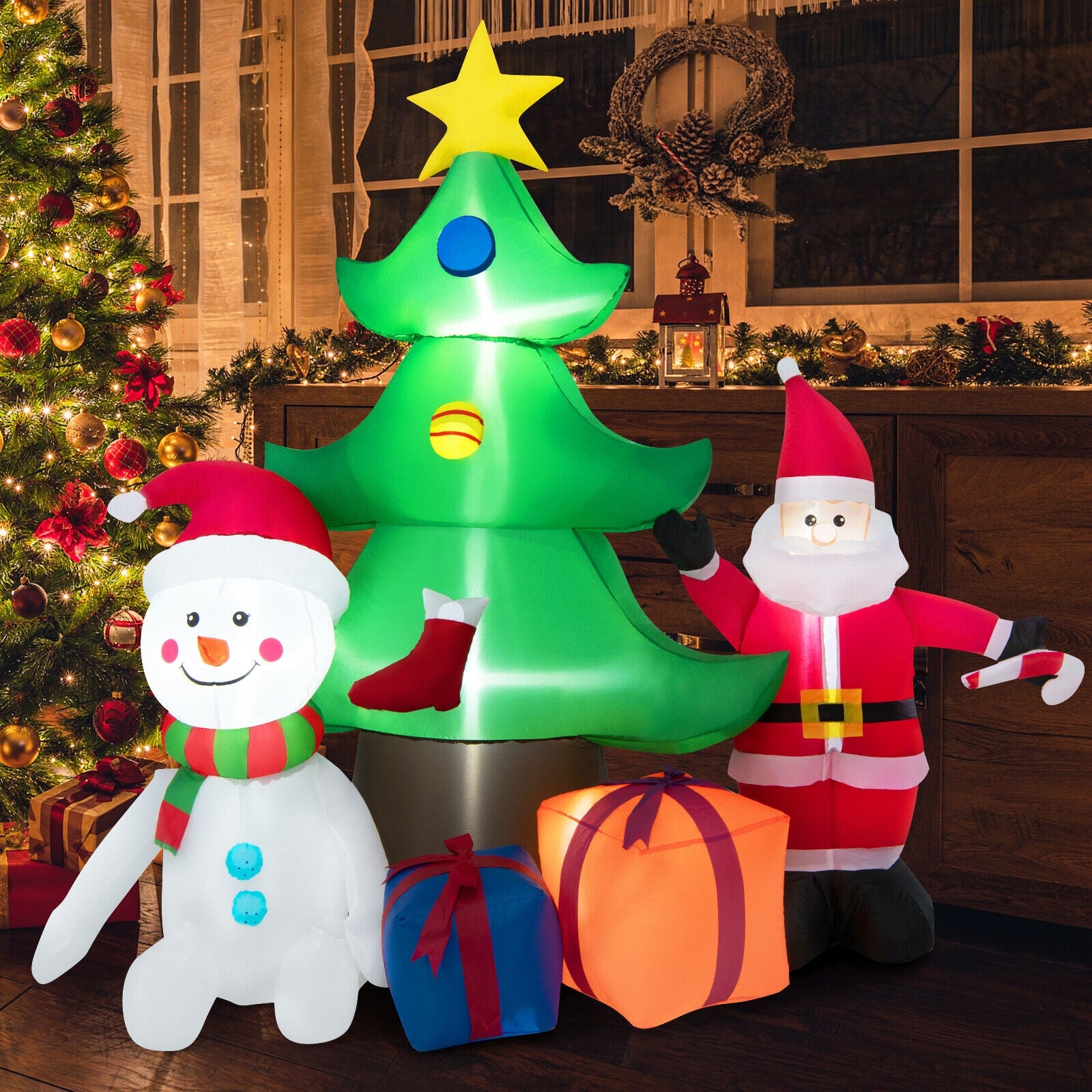 7.2 Feet Inflatable Christmas Tree With Santa Claus, Multicolor Christmas Inflatables at Gallery Canada