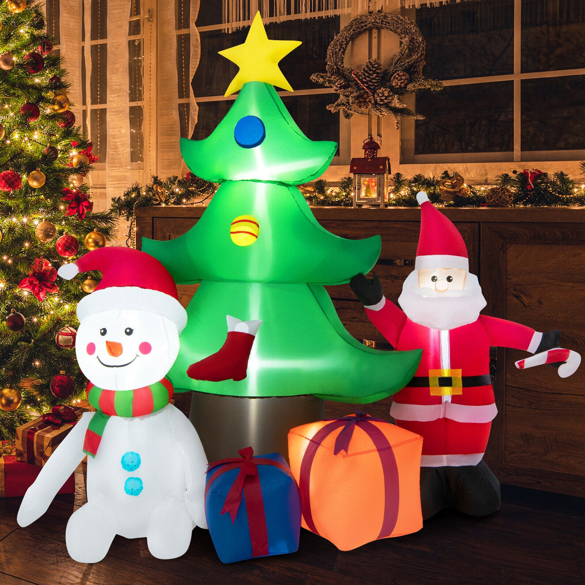 7.2 Feet Inflatable Christmas Tree With Santa Claus, Multicolor Christmas Inflatables at Gallery Canada