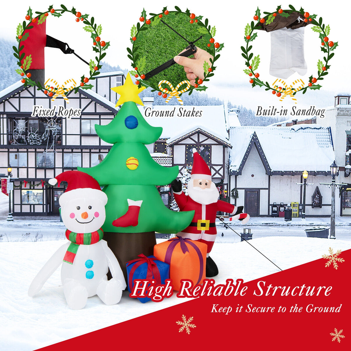 7.2 Feet Inflatable Christmas Tree With Santa Claus, Multicolor Christmas Inflatables at Gallery Canada