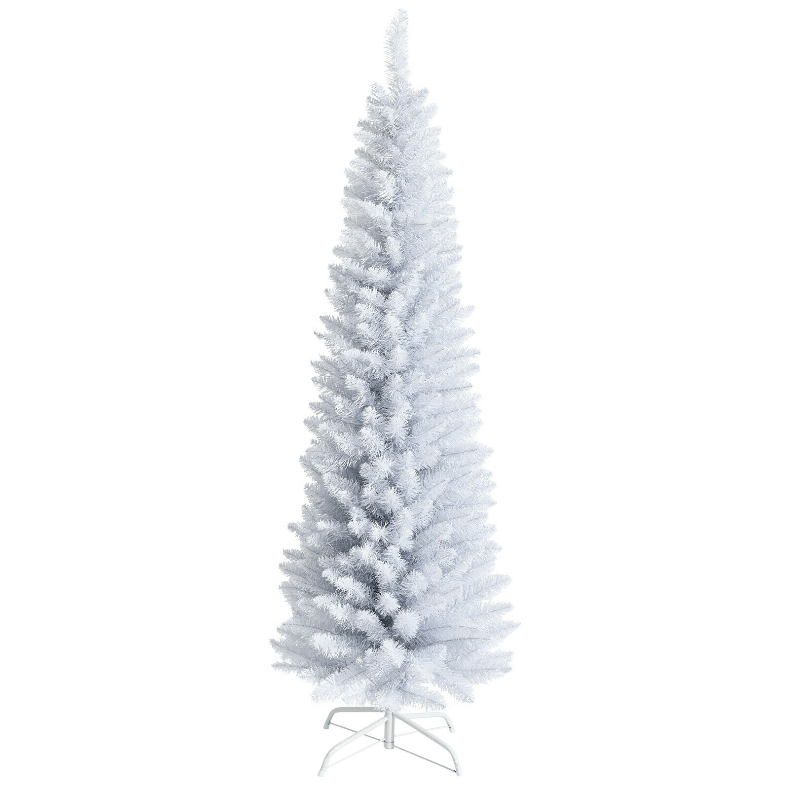 6 Feet Unlit Slim Pencil Christmas Tree, Metal Stand, White Christmas Tree at Gallery Canada