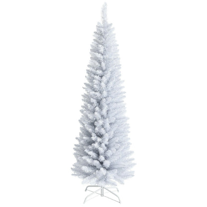 6 Feet Unlit Slim Pencil Christmas Tree, Metal Stand, White Christmas Tree at Gallery Canada