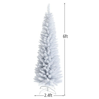 6 Feet Unlit Slim Pencil Christmas Tree, Metal Stand, White Christmas Tree at Gallery Canada